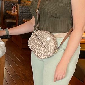 Tommy Hilfiger Round Crossbody Bag – Brown Monogram Logo